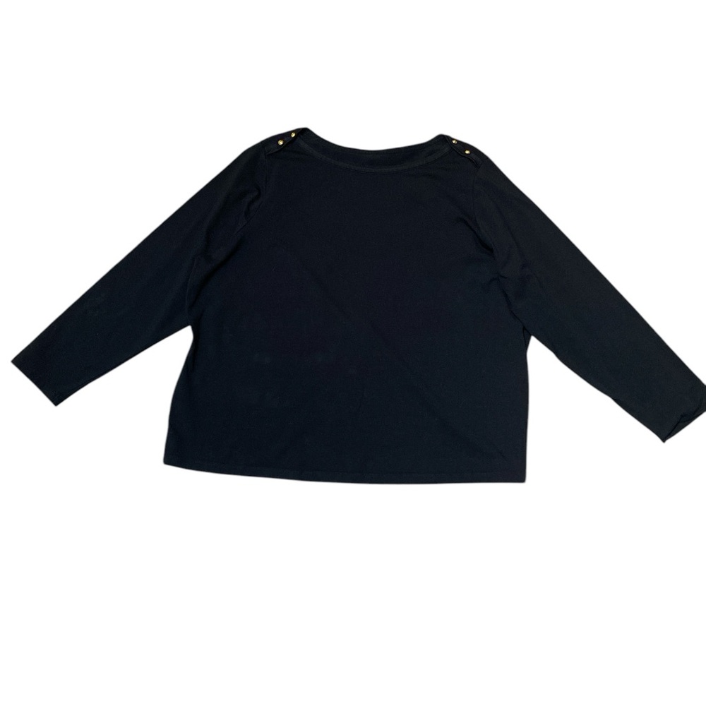 D&Co- Black Long Sleeve Top w/ Gold Shoulder Buttons -Size 2X